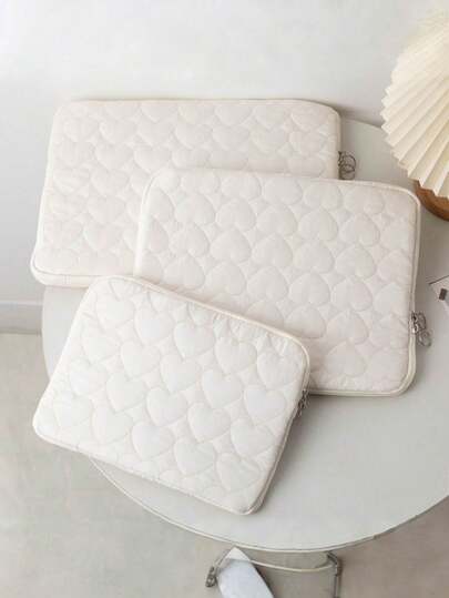 One Quilted Heart-Shaped Tablet Bag, Large-Capacity Storage Bag, Laptop Bag, Laptop Protective Case, Suitable For 11/13/15-Inch Laptops, Ideal For Teachers, Students, Office Workers, Classrooms, And Offices. Laptop Case Laptop Sleeve Laptop Cover Computer Bag Water Resistant Travel Essentials