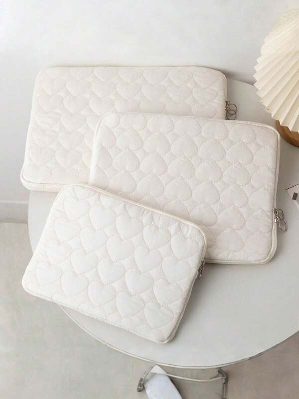 One Quilted Heart-Shaped Tablet Bag, Large-Capacity Storage Bag, Laptop Bag, Laptop Protective Case, Suitable For 11/13/15-Inch Laptops, Ideal For Teachers, Students, Office Workers, Classrooms, And Offices. Laptop Case Laptop Sleeve Laptop Cover Computer Bag Water Resistant Travel Essentials