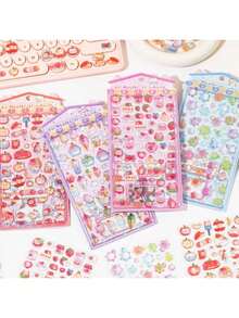 1张甜美糖果派对系列3D贴纸，精致可爱，可用于装饰相框、电脑、手机壳、耳机、杯子、旧杂志、铅笔盒、桌面装饰、返校贴纸、学习用品等。 - 彩色 - 查看 5
