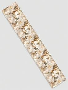 1pc Floral Printed Linen Table Runner, Suitable For Holidays, Parties, Birthdays, Dinners, Kitchen & Dining Table Decor, Shoe Cabinet Cover, All Season Home Decor - Multicolor - View 7