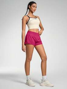 Women's Athletic Shorts Gym Workout Shorts 25 Quick-Dry Lightweight Running Short With High Waisted Zip PocketsA Valentine's Day NXTQ - Màu xanh hải quân - Xem 6