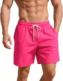 Men's Swim Trunks 5 Inch Quick Dry Board Shorts Mesh Swimming Trunks Beach Shorts Men Bathing SuitsA Valentine's Day RBDF - Hot Pink - View 1