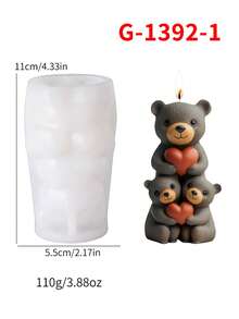 1pc Stacked Bear Shaped Candle Silicone Mold - White - View 6