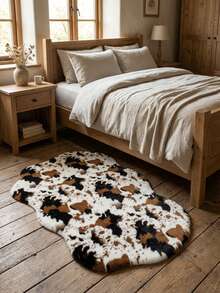 1 件米色纹理绒面地毯 - 蓬松棕色区域地毯 - 可机洗长毛椅/沙发套 - 注意：表面图案随机发货，适用于卧室、客厅，非常适合拍摄，绒面底，是女性家居装饰的理想之选，卧室地毯 - 多色(新) - 查看 1