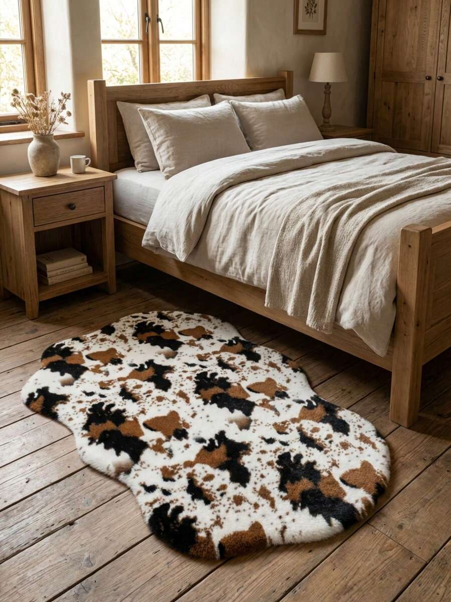 1 件米色纹理绒面地毯 - 蓬松棕色区域地毯 - 可机洗长毛椅/沙发套 - 注意：表面图案随机发货，适用于卧室、客厅，非常适合拍摄，绒面底，是女性家居装饰的理想之选，卧室地毯 - 多色(新) - 查看 1