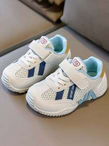 1 Pair New Spring/Autumn Kids' Breathable Mesh Sports Shoes, Boys/Girls Soft Sole Non-Slip Casual Sneakers, Fashion Versatile Running Shoes - Blue - View 3