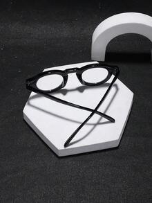 1 副男士圆形眼镜框，休闲风格，聚碳酸酯轻质镜框，适用于电脑游戏、居家办公，带眼镜盒 - 彩色 - 查看 7