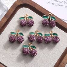 2-20pcs Red Strawberry & Cherry Clay Rhinestone DIY Handmade Earrings, Bracelets, Necklaces, Jewelry Supplies - Red-cherry - View 10