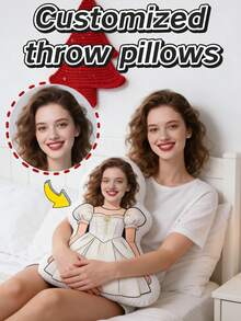 1pc Customized 3D Double-Sided Printed Throw Pillow, Christmas Couple Can Customize Your Face, Body Or Celebrity Photo, Knitted Polyester Fabric, Full Wrap Personalized Portrait, Plush Customized Pillow With Your Pet Photo - Ideal Gift For Animal Lovers, Double-Sided Creative Design, Perfect For Decorating Your Living Room Or Bedroom, Made Of High-Quality Polyester Fiber, Machine Washable. - Multicolor - View 10