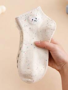 5 Pairs Women's Striped Polka Dot Cartoon Casual Ankle Socks, Versatile For Daily Wear, Spring/Summer