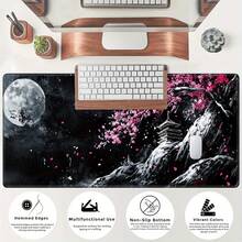 Grande Tapete de Teclado para Jogos, Tapete de Teclado para Laptop, Tapete de Mesa - 1 Pacote, com Design de Lua e Flor de Cerejeira - Com Bordas Costuradas com Precisão, Base de Borracha Antiderrapante e Múltiplos Tamanhos Disponíveis: 15,7*35,4 Polegadas (40*90 Cm). - Fácil de Limpar e Lavar - flores de cerejeira - Visão 7