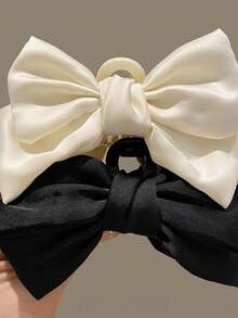 3件套 女士粉色、黑色、白色优雅蝴蝶结大号发爪夹 女士发饰 时尚发夹 - 彩色 - 查看 5