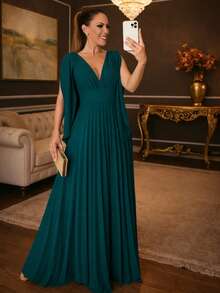 Elegant Casual Tie Back Pleated Formal And Evening - 汽油綠 - 查看 1