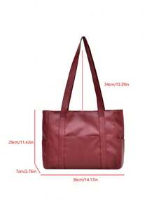 Sac à main transfrontalier, unisexe, mode, matériau en PU, couleur unie, minimaliste, sac à bandoulière/sous le bras/à poignée supérieure multifonctionnel, convient pour un usage quotidien décontracté, les déplacements, les courses, les voyages et diverses occasions - Rouge foncé - Voir 7