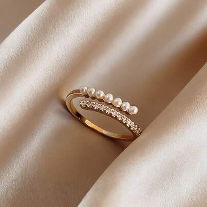 1pc Minimalist Geometric Open Line Crossing Ring, Suitable For Teenage Girls, Everyday & Holiday Wear