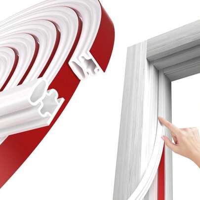 JSIWOTH White D-Shape Weather Stripping 20Ft Self-Adhesive Rubber Seal Strip For Doors &Amp; Windows \U2013 Soundproof Insulation Gap Blocker (Fits 0.35\U20130.45in Gaps)