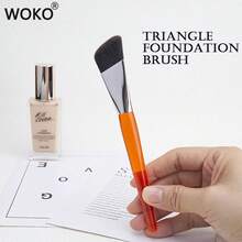 1pc Triangle Foundation Brush Angled Contour Foundation Cream Liquid Bronzer Makeup Brushes Crystal Handle Foundation Make Up Tool - Orange - View 5