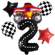 Numeric Racing Theme Balloons, Adding Fun To Your Birthday Party. Black Line Numeric Grid Round Balloons, Pentagram Racing Theme Party Decorations - 黑色 - 查看 7