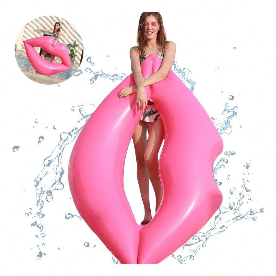 TendenciaCama Flotante Inflable Labios 1.8m Pvc ColchonetaCalidad premium - labios rosados - Ver 1