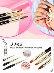 33pcs Nail Art Brushes Set,Include Acrylic Nail Brush,Nail Brushes For Nail Art,Nail Art Dotting Tool Set,Nail Art Tool Set,Nail Art Liner Brush,Nail Dust Brush,Nail Drawing Pens For Beginners And Salon Home Use, Perfect For Creating DIY Nail Art Designs For Ramadan And Valentine's Day. - Multicolor - View 11