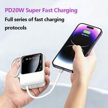 黑色移动电源，小巧便携，支持PD20W快充，配备手电筒，电池容量10000mAh，兼容/安卓手机，适合夏季假期户外旅行/露营以及应急备用电源，是送给家人、朋友的生日礼物，也是旅行、情人节的理想之选。 - 黑色 - 查看 7