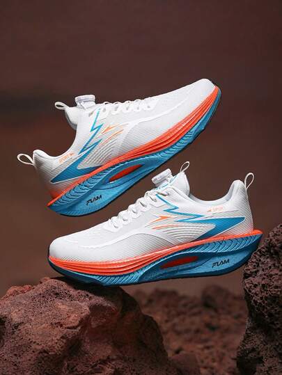 L.S.W.P Zapatillas de running de maratón para hombres, diseño de parte superior de malla transpirable, botón giratorio de fácil puesta y quitado, suela blanda para un uso cómodo, adecuado para fitness, deportes al aire libre, esencial para corredores de maratón