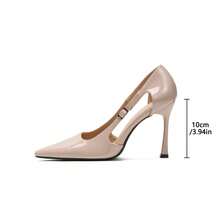 Sapatos de salto alto femininos, elegantes, confortáveis e com bico fino, na cor damasco, ideais para festas, banquetes, férias e saídas noturnas. Modelo versátil. - Damasco - Ver 4