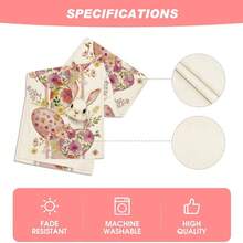 1 pieza Camino de mesa de Pascua con conejo y flores de primavera, decoración de mesa de cocina y comedor de temporada, adecuado para reuniones en el hogar - Multicolor - Ver 8