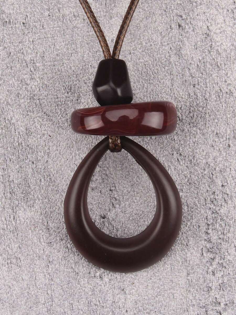 1 chiếc mặt dây chuyền hình giọt nước bằng nhựa, dây chuyền dài đính hạt thời trang, quà tặng cho tiệc Valentine, các cặp đôi, mẹ. - Xem 1