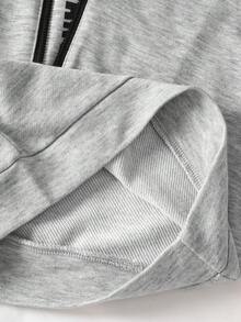 Summer Baby Boy Casual Outfit, Includes Hooded Sleeveless Half-Zip Vest And Matching Shorts With Letter Print, Loose Fit, Soft And Comfortable, 2pcs Set - Grey - View 7