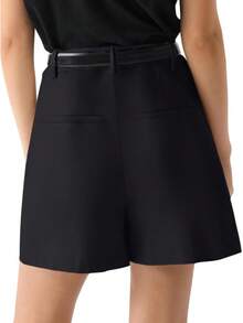 NIMIN Womens Shorts Dressy High Waisted Wide Leg Tailored Shorts Pleated Business Casual Work Trouser Shorts Without BeltsA Valentine's Day J4DI - 深棕色 - 查看 6