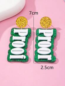 1对圣帕特里克节亚克力绿色字母耳钉吊坠，女士节日饰品 - 字母 - 查看 7