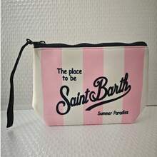 VOESETO 1pc Travel Makeup Bag, Portable Handheld Striped Print Toiletry Organizer, S-Saint B-Barth Pattern Cosmetic Bag, Travel Wash Organizer, Party Gift Zipper Pouch, Lightweight Makeup Bag, Unisex Travel Gift - transparent color - View 9