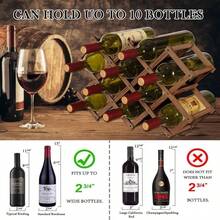 Wooden Wine Rack, Foldable Wine Storage Organizer 10 Slot Foldable Wine Rack Table Standing Bottle Racks Foldable Wine Shelves Home Kitchen Bar Cabinets - Brown - View 5