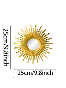1pc/3pcs Set 25cm Nordic Sunflower Mirror, Bathroom Decor, Home Art Craft, Bedroom Wall Decoration, Best Gift For Birthday, Graduation, Home Decor, Back To School, Room Decoration, Study Supplies - Gold - View 4