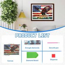 EMIEAUFG Eagle Diamond Art Kits For Adults, Diamond Painting Kit For  And Beginners, American Bald Eagle, Flag, Stained Glass, 5D Full Drill Round Diamond Craft, Home Wall Decor 12\ X 16\ - SR62 - 查看 5