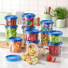 1/3pcs 34/17oz Plastic Food Storage Containers With Rotating Lids, , Reusable Soup Containers With Lids, Leak-Proof/Microwave/Dishwasher - Blue - View 2