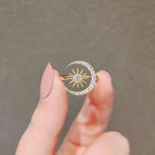 Luxury Synthetic  Moon Sun Opening Ladies Adjustable Ring Simple Fashion Ring - 金 - 查看 1