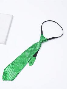 1pc Unisex Solid Color Reflective Sequin Beaded Knot-Free Adjustable Casual Tie, For Carnival, Fashion Shows And Party Accessories - Multicolor - View 7