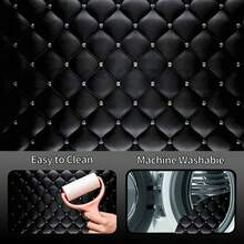 1pc Black Diamond Patterned Trunk Mat - Durable Polyester Floor Liner,  And Practical, Suitable For Daily Travel, Lifting, And Secure Cargo Storage, Car Trunk Mat, Vehicle Interior Accessory, Christmas Gift,Car Acessesories,Car Acessesories Women - 1pc - 查看 5