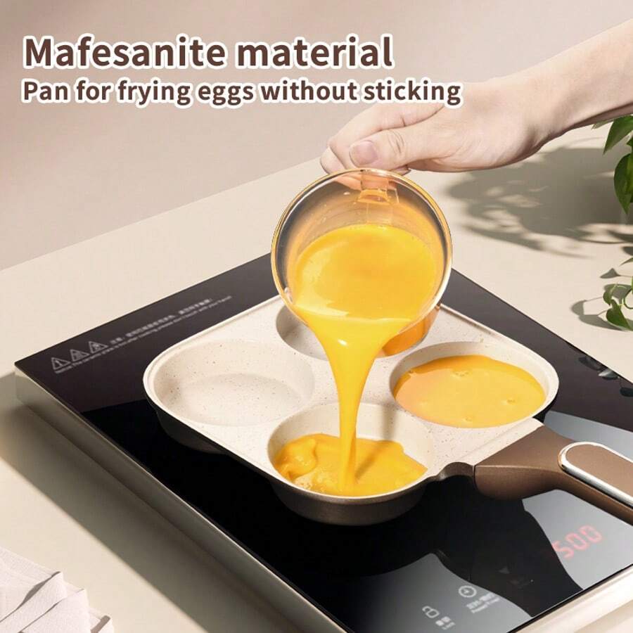 石纹压铸铝煎锅，平底煎锅，家用厨房煎锅，适用于煎蛋，不粘锅，牛排煎锅和炒菜锅，通用款 - 白色 - 查看 1