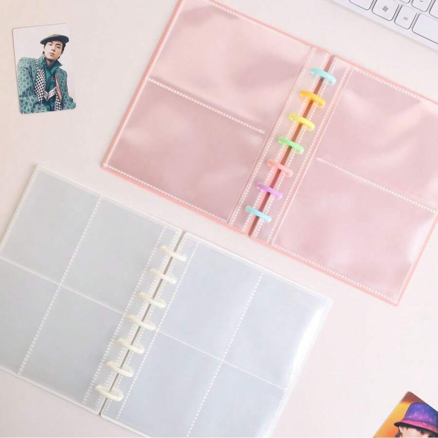 Álbum de fotos de 4 ranuras de 3 pulgadas, almacenamiento de alta definición transparente, cubierta de hojas sueltas con hebilla de seta colorida, adecuado para la colección de fotos de ídolos, fotos, scrapbooking DIY, tarjetas de memoria e ídolos - Colección rápida de fotos, perfecto para almacenar, organizar y mostrar imágenes y fotos