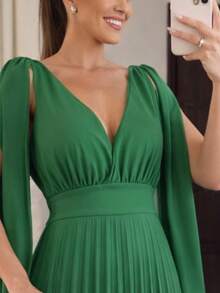 Elegant Casual Tie Back Pleated Formal And Evening - 綠色 - 查看 2