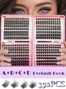 392pcs False Eyelash Clusters - Premium D-Curl Fluffy & Natural Lash Extensions For DIY Eyelash Grafting, Reusable, Lightweight, Easy To Wear - D - View 2
