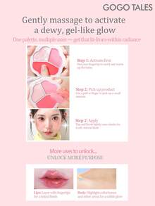 GOGO TALES Rubor en crema de 3 colores, con efecto luminoso e hidratante. Logra una piel brillante y tersa, con un rubor brillante y un sutil brillo perlado. Perfecto para estudiantes y principiantes en maquillaje, GOGOTALES - G01# Brew de miel y melocotón blanco - Ver 7