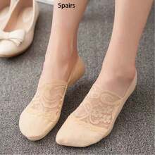 1/5 Pairs Women Lace Invisible Transparent Low Cut Ankle Leg Warmers, Silicone Non-Slip Boat Leg Warmers, Christmas Gift - Mouldless - View 6