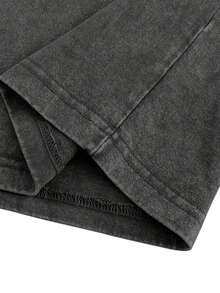 Halloween Retro Washed T-Shirt Scream Ghostface Heart Hands Graphic Tees Water Washing Print T-Shirt, Men's Vintage T-Shirt,Short Sleeves Crew Neck Top Tees, 230 Gram Cotton T Shirts, Holiday Gifts - 黑色 - 查看 5