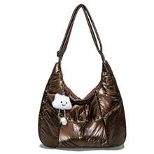 Bolso cruzado de invierno para mujer gran capacidad algodón diseño minimalista ligero y cómodo ideal para el ocio y los desplazamientos diarios - Champán - Ver 6