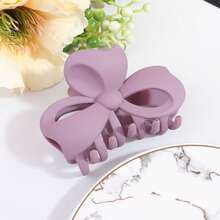 Single Vintage Bow Shape Hairpin - Matte Non-Slip Rubber With Metal Spring, Suitable For Thick/Thin/Curly Hair In All Sizes, 6 Solid Colors (Black, Blue, Pink, Green, Purple, Gray), Fashionable Hair Accessories, Bow Styling - 紫色 - 查看 6