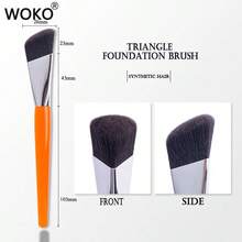 1pc Triangle Foundation Brush Angled Contour Foundation Cream Liquid Bronzer Makeup Brushes Crystal Handle Foundation Make Up Tool - Orange - View 8